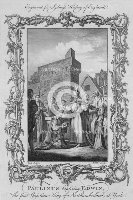 'Paulinus baptising Edwin, the first Christian King of Northumberland, at York', 1773.  Creator: William Walker.
