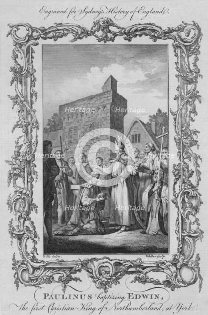 'Paulinus baptising Edwin, the first Christian King of Northumberland, at York', 1773.  Creator: William Walker.
