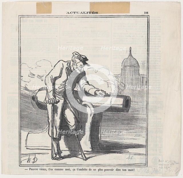 Pauvre vieux, t'es comme moi..., 1870. Creator: Honore Daumier.