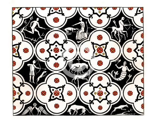 Pavement, 12th century, (1843).Artist: Henry Shaw