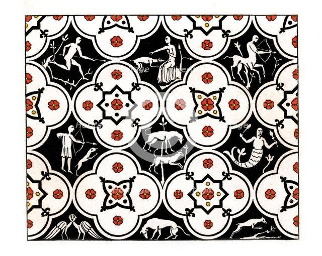 Pavement, 12th century, (1843).Artist: Henry Shaw