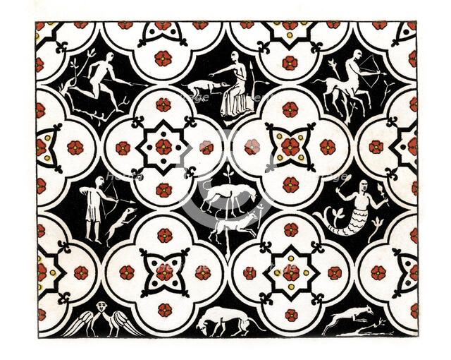 Pavement, 12th century, (1843).Artist: Henry Shaw