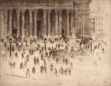 Pavement, St. Paul's, London, 1905. Creator: Joseph Pennell