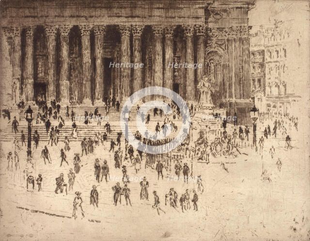 Pavement, St. Paul's, London, 1905. Creator: Joseph Pennell.