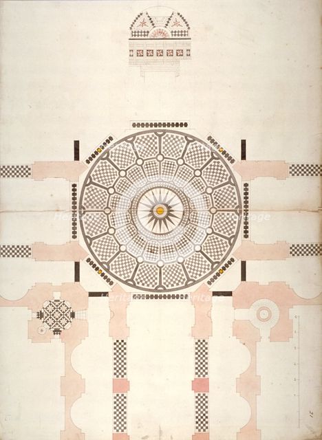 Pavement under the cupola of St Paul's Cathedral, London, c1820. Artist: Anon
