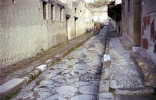 Paved street in the Roman town of Herculaneum, Italy
