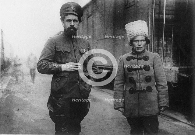 Pavel Dybenko and Nestor Makhno. Artist: Anonymous  