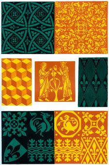 Paving tiles of the 14th and 15th century, (1870).Artist: Franz Kellerhoven
