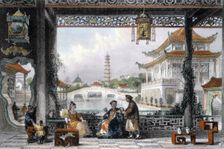Pavilion and Gardens of a Mandarin near Peking China, 1843. Creator: Thomas Allom