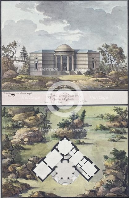 Pavilion in the English garden, 1795. Artist: Thomas de Thomon, Jean François (1754-1813)