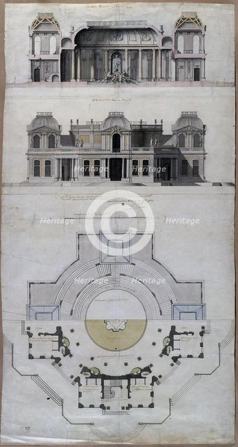Pavilion Water palace (Chateau d'Eau) in Strelna, 1717. Artist: Le Blond, Jean-Baptiste Alexandre (1679-1719)