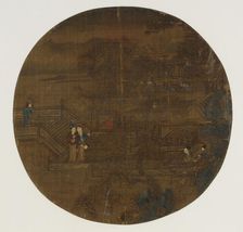 Pavilions and people, Ming dynasty, 1368-1644. Creator: Unknown