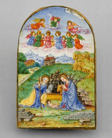 Pax with a Miniature of the Nativity, c. 1480 (pax frame); c. 1850/1875 (miniature). Creator: Unknown