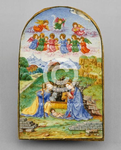 Pax with a Miniature of the Nativity, c. 1480 (pax frame); c. 1850/1875 (miniature). Creator: Unknown.