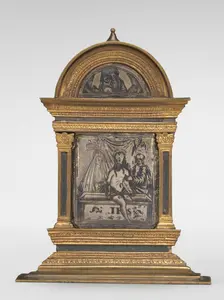 Pax with the Man of Sorrows (in lunette: Virgin and Child). Creator: Unknown