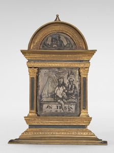 Pax with the Man of Sorrows (in lunette: Virgin and Child). Creator: Unknown