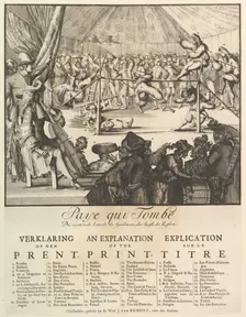 Paye qui Tombe: Die eerst valt betaelt de Speelman, die laest, de Kosten (The Fall of the ....n.d. Creator: Romeyn de Hooghe