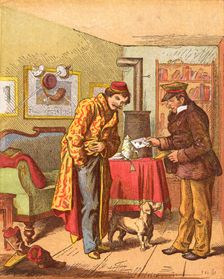 Paying for letter delivery, c1870 Creator: Oskar Pletsch