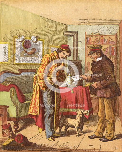 Paying for letter delivery, c1870 Artist: Oskar Pletsch