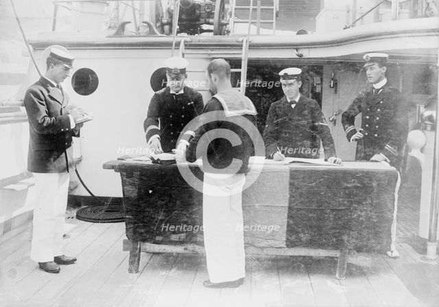 Paying sailors, British Navy, between c1910 and c1915. Creator: Bain News Service.