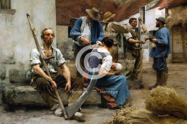 Paying the Harvesters, 1882. Orsay Museum, Paris. France. Creator: Leon-Augustin Lhermitte.