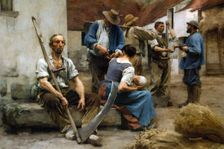 Paying the Harvesters, 1882. Orsay Museum, Paris. France. Creator: Leon-Augustin Lhermitte