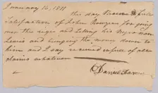 Payment receipt for the hiring out of an enslaved man named Lewis, January 16, 1811. Creator: Unknown