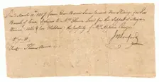 Payment receipt for loan of Milly and her children, owned by Apphia Rouzee, March 14, 1807. Creator: Unknown