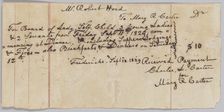 Payment receipt for room and board provided by Mary R. Carter, September 12, 1829. Creator: Unknown