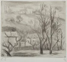 Paysage à l'Hermitage (Pontoise); (Landscape at l'Hermitage, Pontoise), 1880. Creator: Camille Pissarro