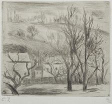 Paysage à l'Hermitage (Pontoise); (Landscape at l'Hermitage, Pontoise), 1880. Creator: Camille Pissarro