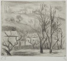 Paysage à l'Hermitage (Pontoise); (Landscape at l'Hermitage, Pontoise), 1880. Creator: Camille Pissarro