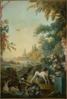 Paysage au chien, between 1765 and 1770. Creators: Jean Baptiste Marie Huet, Jean-Honore Fragonard
