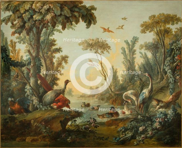 Paysage aux échassiers, between 1765 and 1770. Creators: Jean Baptiste Marie Huet, Jean-Honore Fragonard.