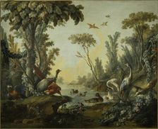 Paysage aux échassiers, between 1765 and 1770. Creators: Jean Baptiste Marie Huet, Jean-Honore Fragonard