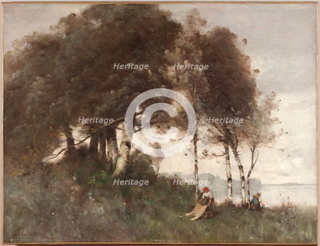 Paysage aux lavandières, after 1870. Creator: Paul-Désiré Trouillebert.