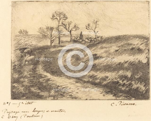Paysage avec berger et moutons a Osny (Pontoise), 1883. Creator: Camille Pissarro.