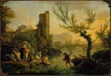 Paysage avec des lavandières, 1763. Creator: Claude-Joseph Vernet