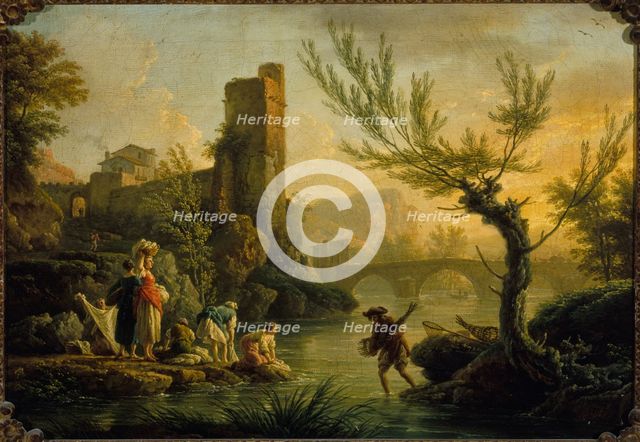 Paysage avec des lavandières, 1763. Creator: Claude-Joseph Vernet.