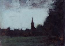 Paysage d'Alsace, le clocher de Bernwiller, c.1890 c.1905. Creator: Jean Jacques Henner
