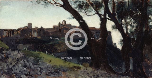 Paysage d'Italie. Village au crépuscule, c.1859 — 1860. Creator: Jean Jacques Henner.