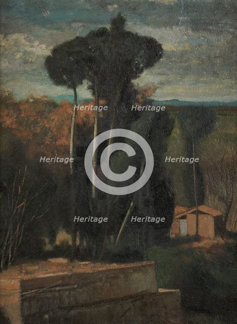 Paysage d'Italie. Pins parasols, c.1859 — 1860. Creator: Jean Jacques Henner.