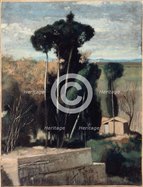 Paysage d'Italie. Pins parasols, c.1859 — 1860. Creator: Jean Jacques Henner.