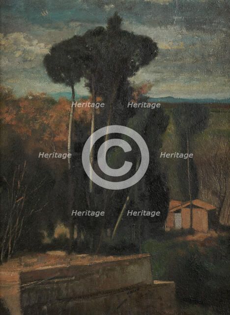 Paysage d'Italie. Pins parasols, c.1859 — 1860. Creator: Jean Jacques Henner.