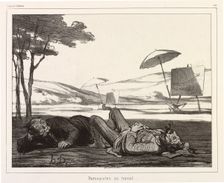 Paysagistes au travail (Landscape Artists at Work), 1862. Creator: Honore Daumier