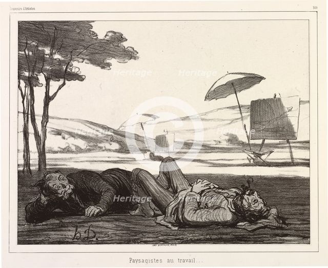 Paysagistes au travail (Landscape Artists at Work), 1862. Creator: Honore Daumier.