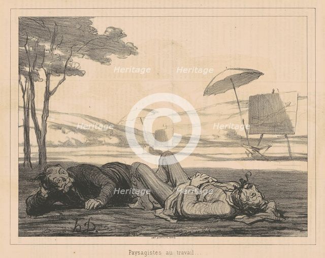 Paysagistes au travail (Landscape Artists at Work), August 17, 1862. Creator: Honore Daumier.