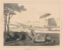 Paysagistes au travail (Landscape Artists at Work), August 17, 1862. Creator: Honore Daumier
