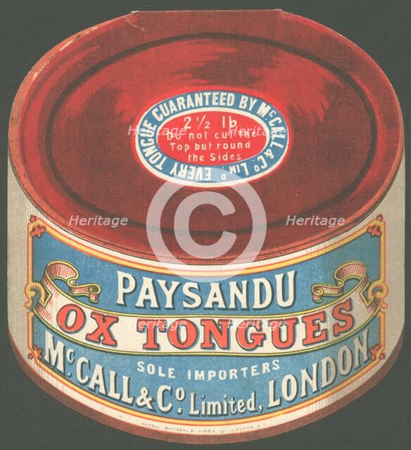 Paysandu ox tongue, 1890s. Artist: Unknown