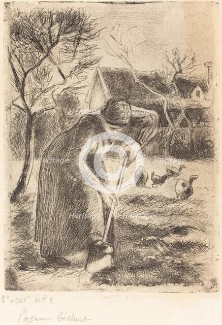 Paysanne bêchant (Peasant Laboring), 1890. Creator: Camille Pissarro.